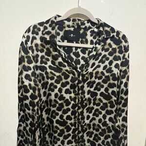 Silk Button-Up Shirt in Leopard